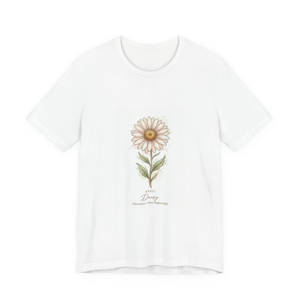 Daisy Birth Flower Tee | Personalized Botanical, Watercolor Line Art