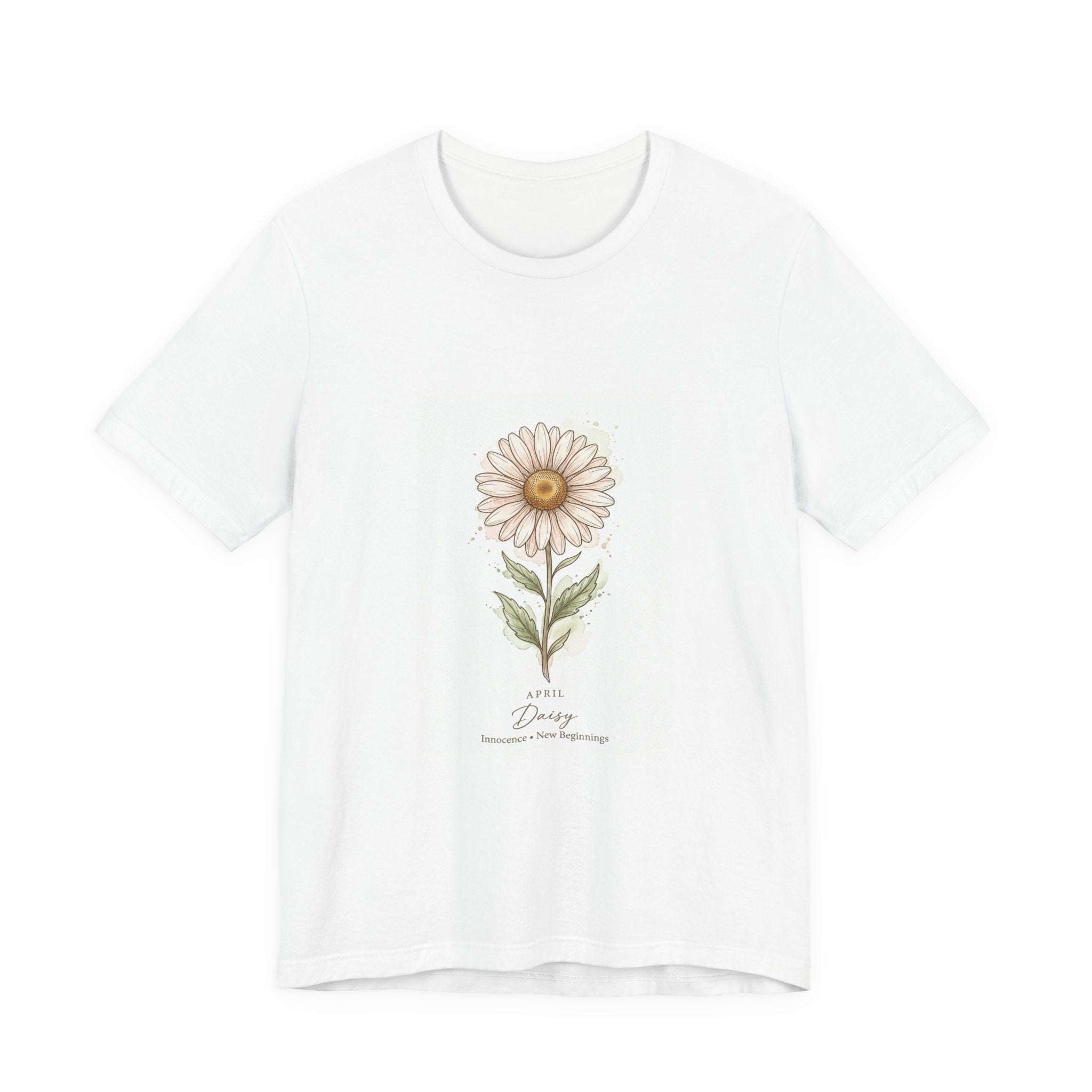 Daisy Birth Flower Tee | Personalized Botanical, Watercolor Line Art