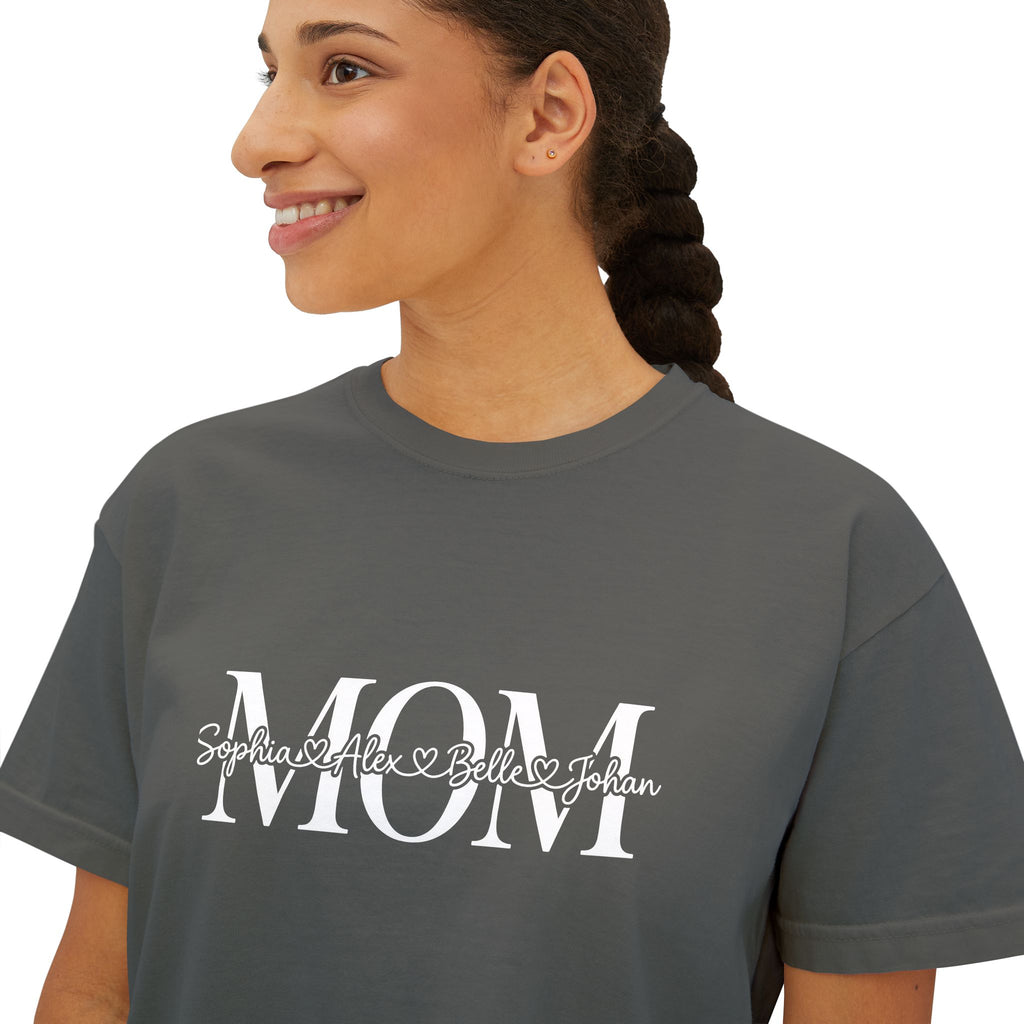 Minimal Pastel 'MOM' Cropped Women's T-Shirt