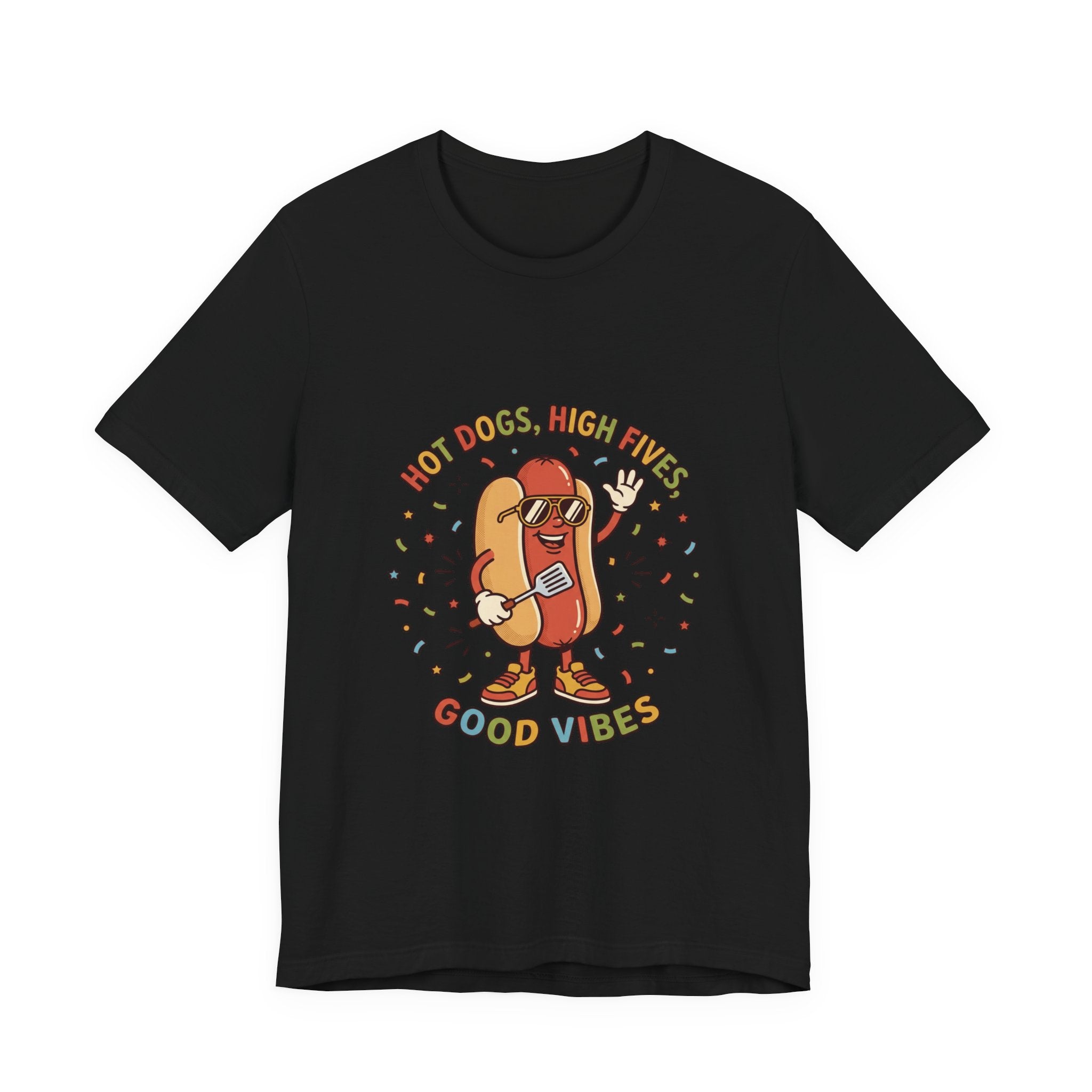 Hot Dog High Fives T-Shirt | BBQ, 4. Juli, Patriotischer Retro-Grill-Humor