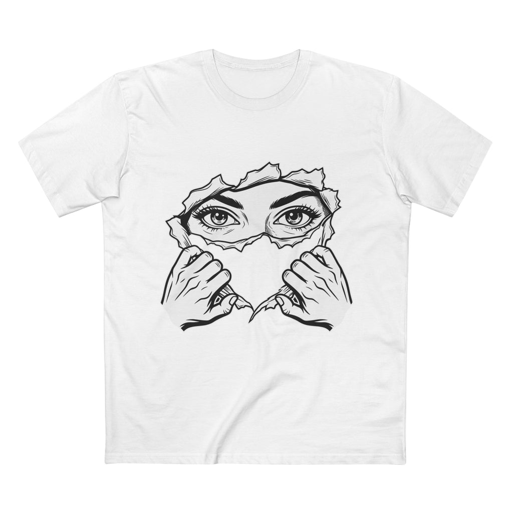 Tee — Peeking Eyes Ripped Paper Graphic Tee