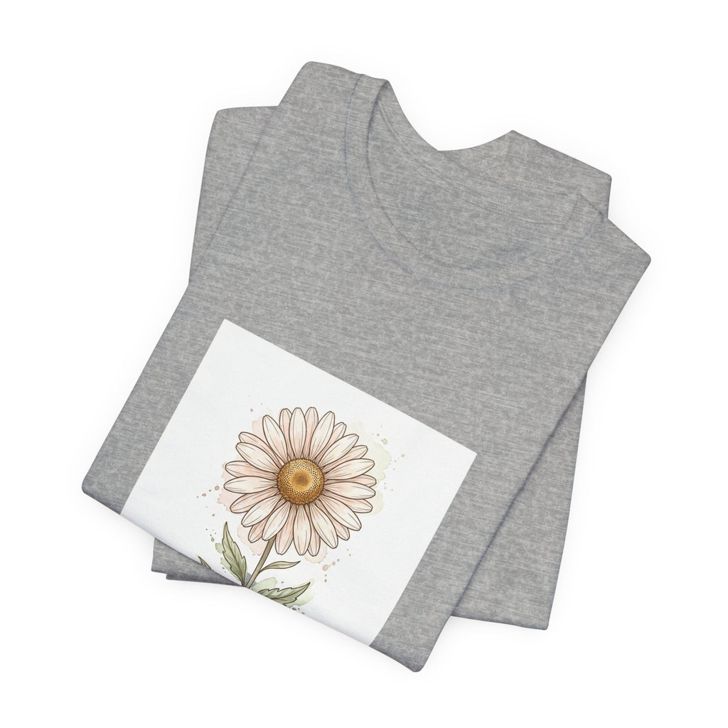 Daisy Birth Flower Tee | Personalized Botanical, Watercolor Line Art