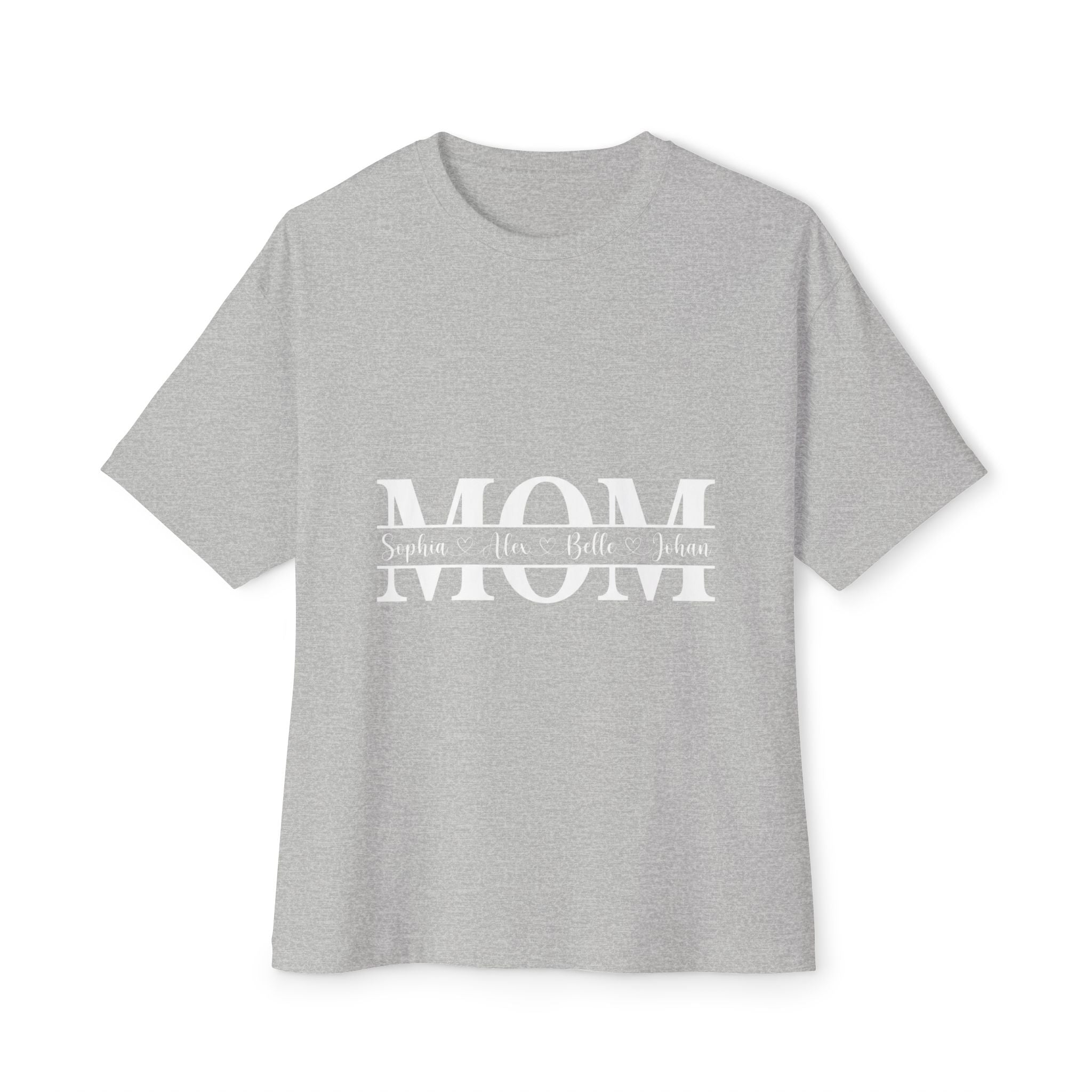 Mom Name Stripe Tee — Personalized Mother’s Day Oversized Shirt