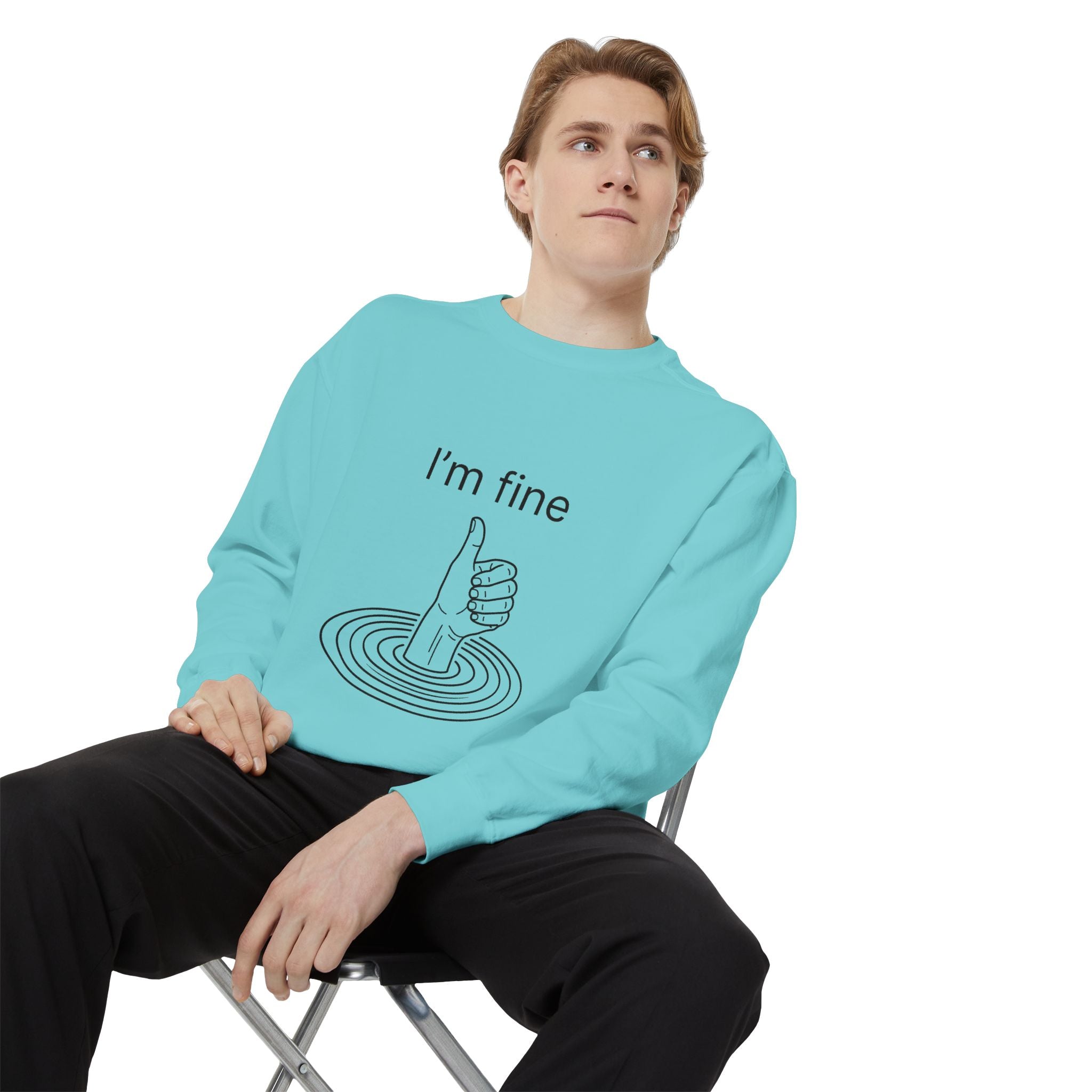 "I'm Fine" Thumbs-Up Sweatshirt — Funny Sarcastic Graphic Crewneck