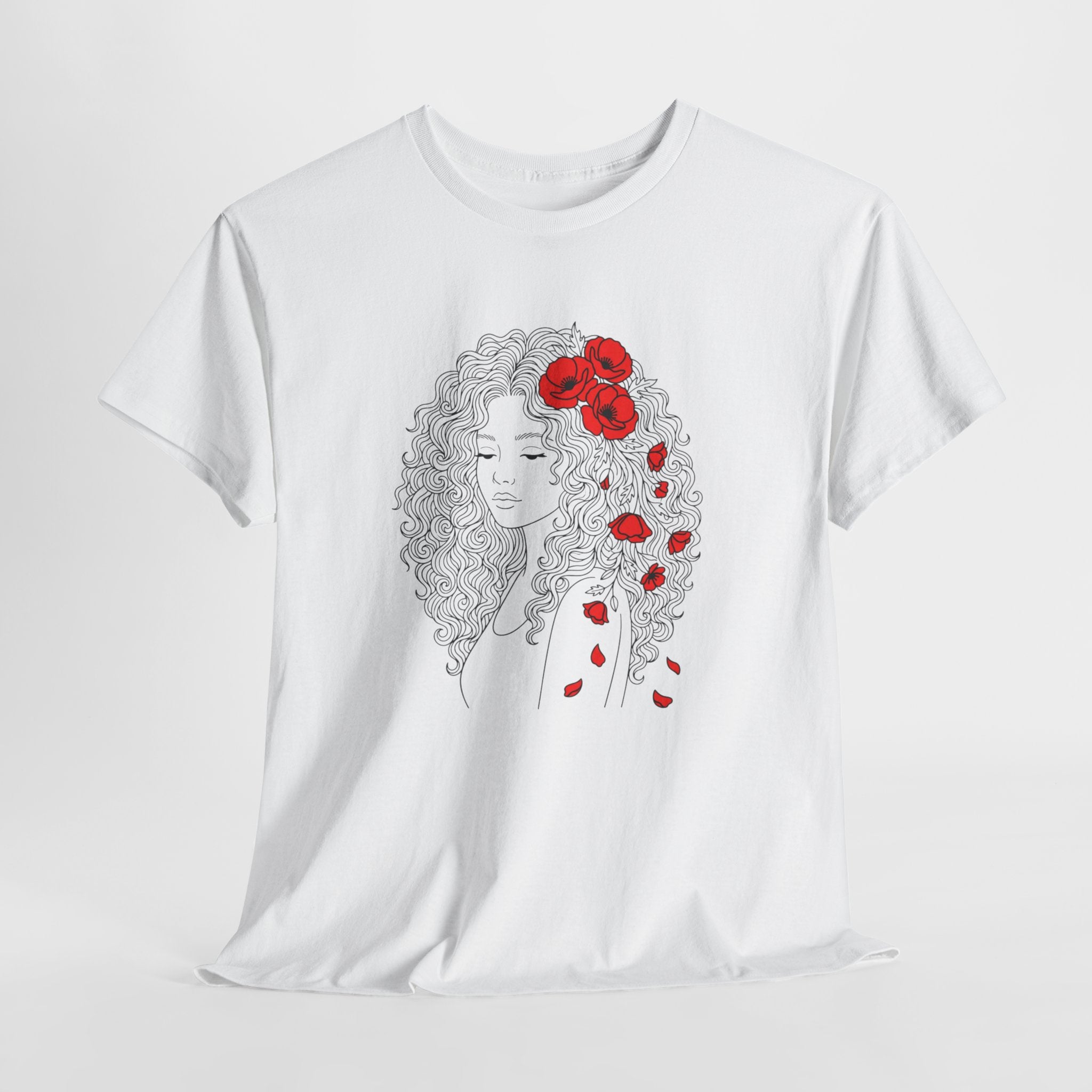 Floral Hair Portrait Tee — Poppy Girl Graphic T-Shirt