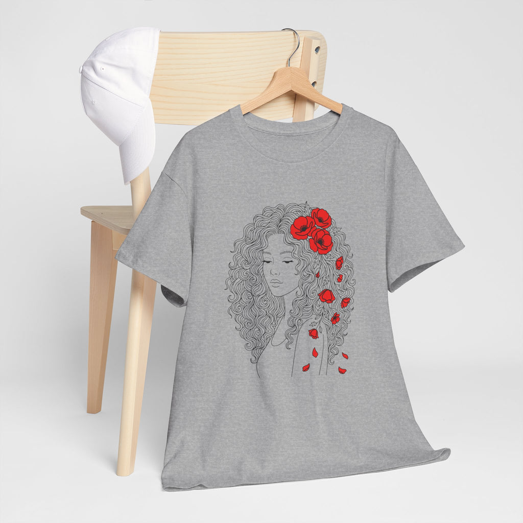 Floral Hair Portrait Tee — Poppy Girl Graphic T-Shirt