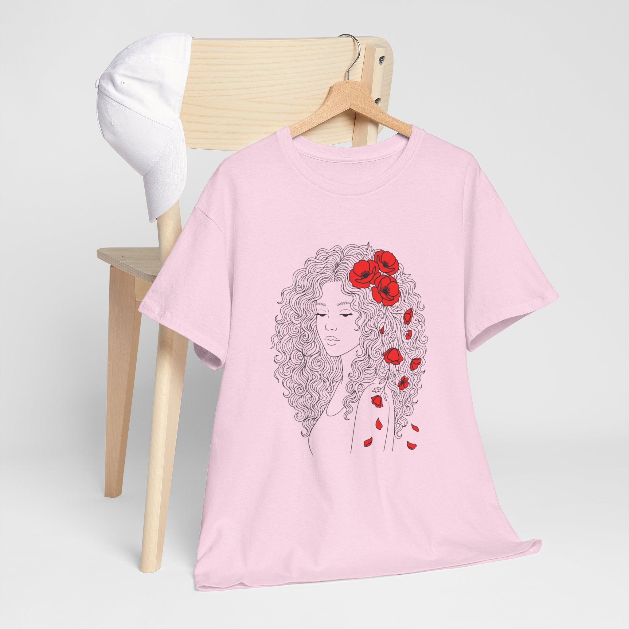 Floral Hair Portrait Tee — Poppy Girl Graphic T-Shirt