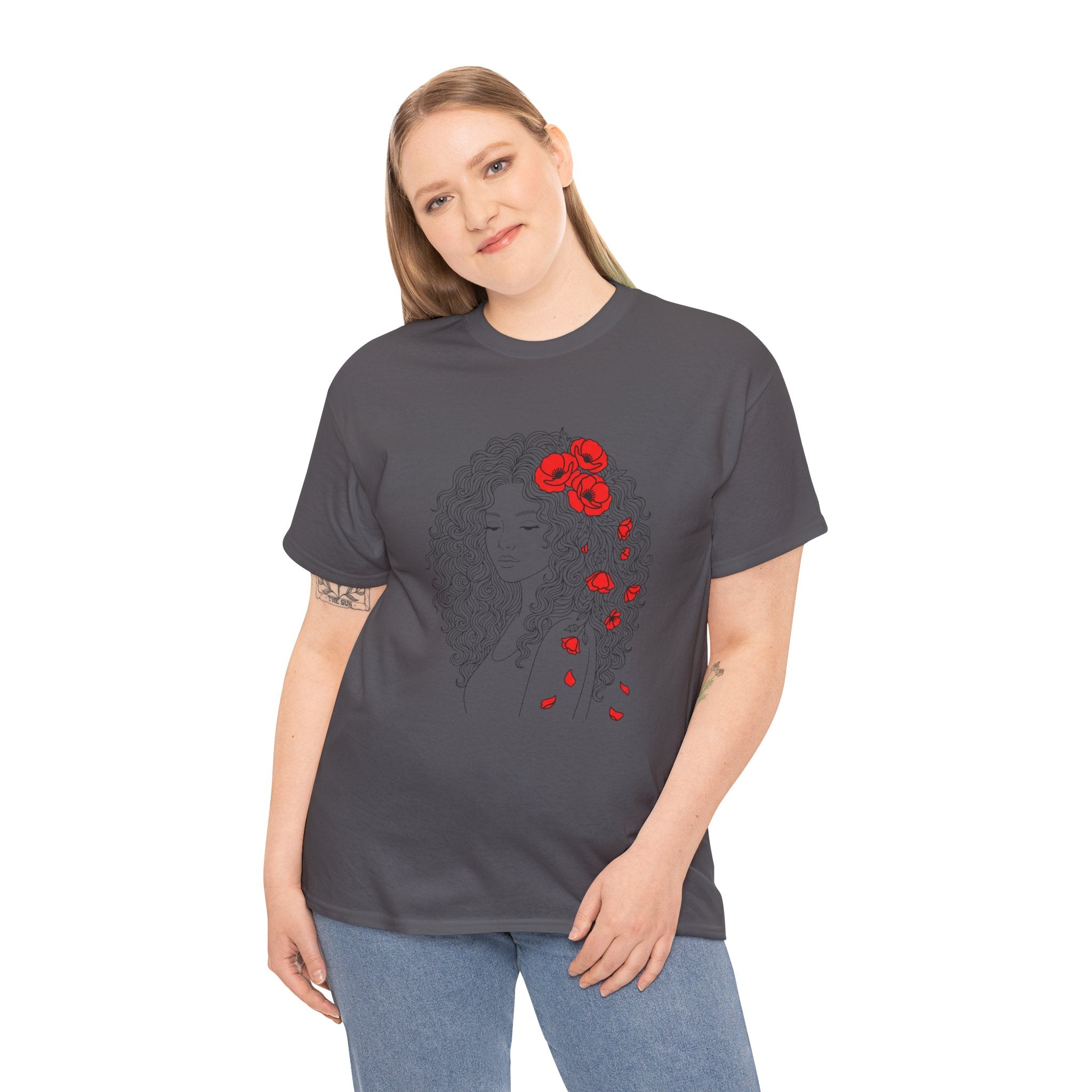 Floral Hair Portrait Tee — Poppy Girl Graphic T-Shirt