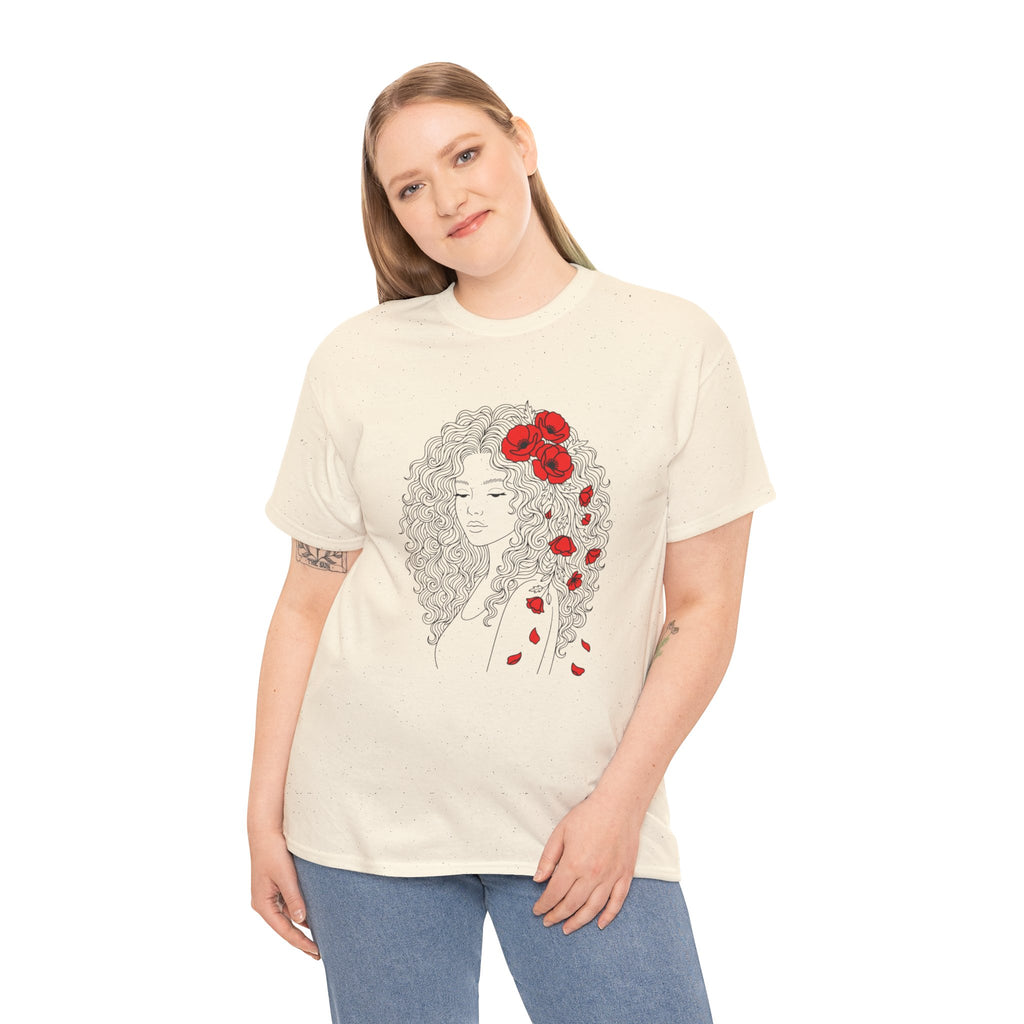 Floral Hair Portrait Tee — Poppy Girl Graphic T-Shirt