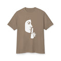 Shh Finger Over Lips Graphic Tee — Silent Face Minimalist T-Shirt