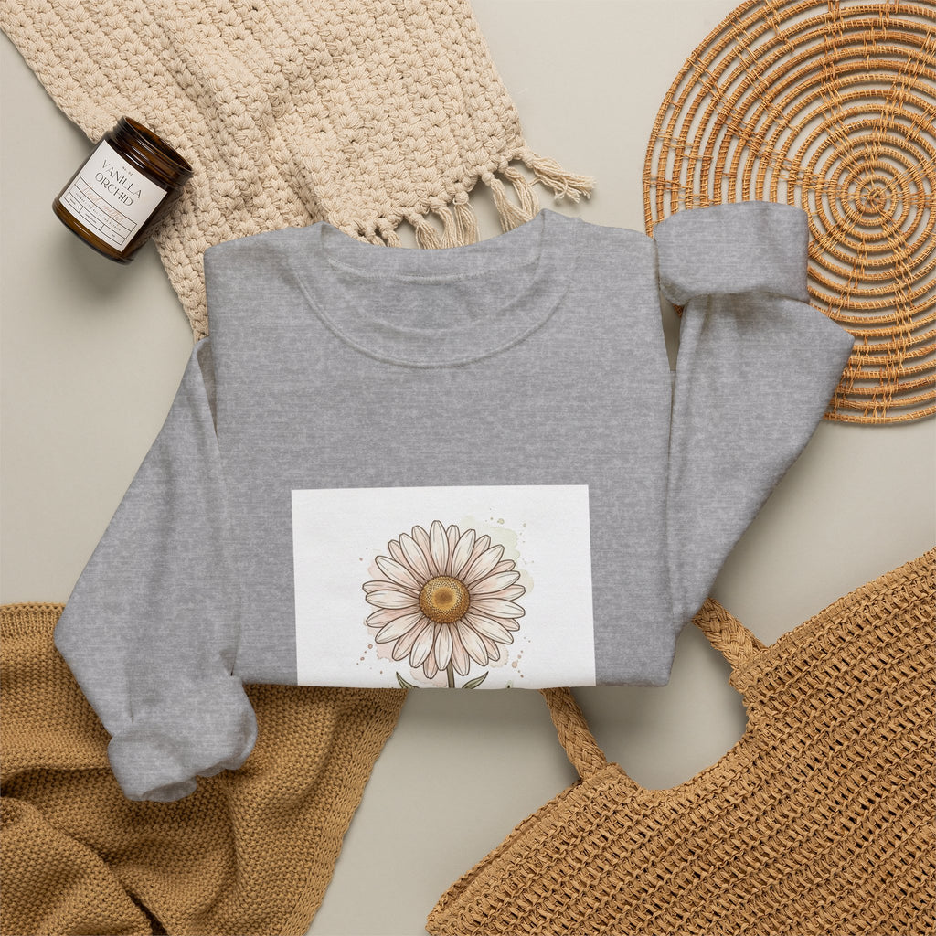 Daisy Birth Month Flower Sweatshirt | Botanical Watercolor, Personalized Name