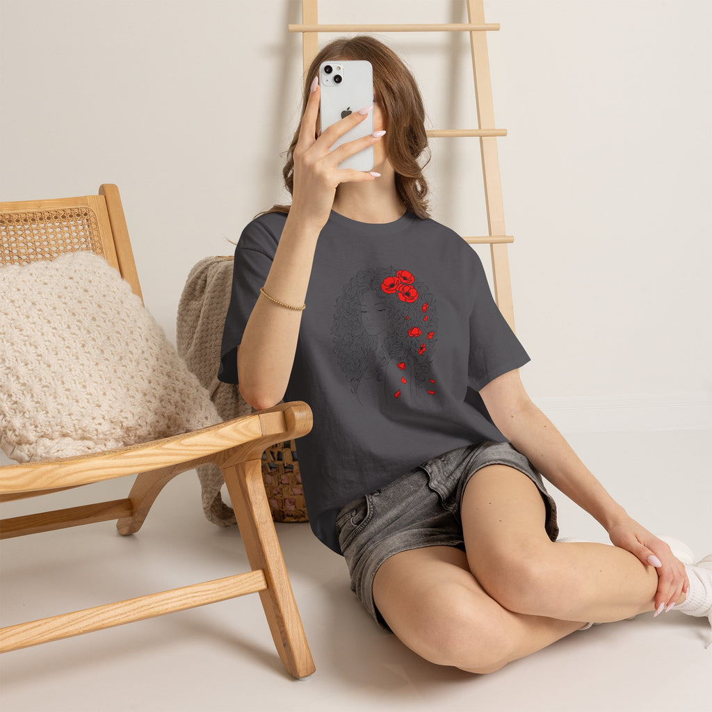Floral Hair Portrait Tee — Poppy Girl Graphic T-Shirt