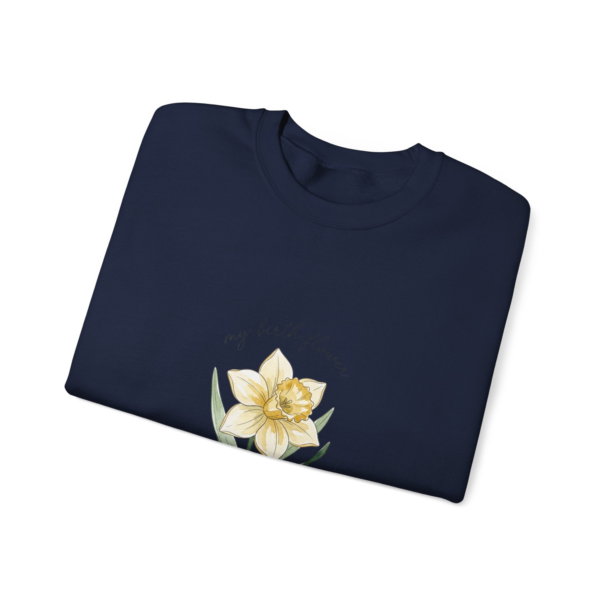 Daffodil Birth Month Flower Sweatshirt | Botanical Watercolor, Personalized Name