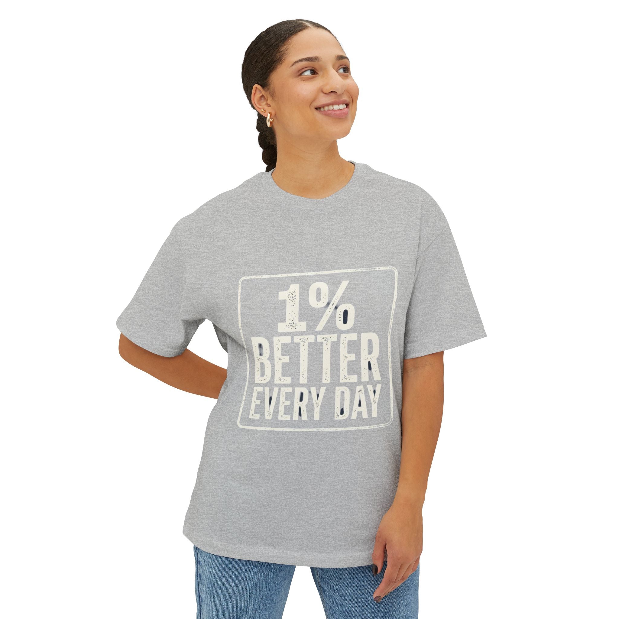 Unisex Boxy T-Shirt – "1% Better Every Day" Cotton Tee