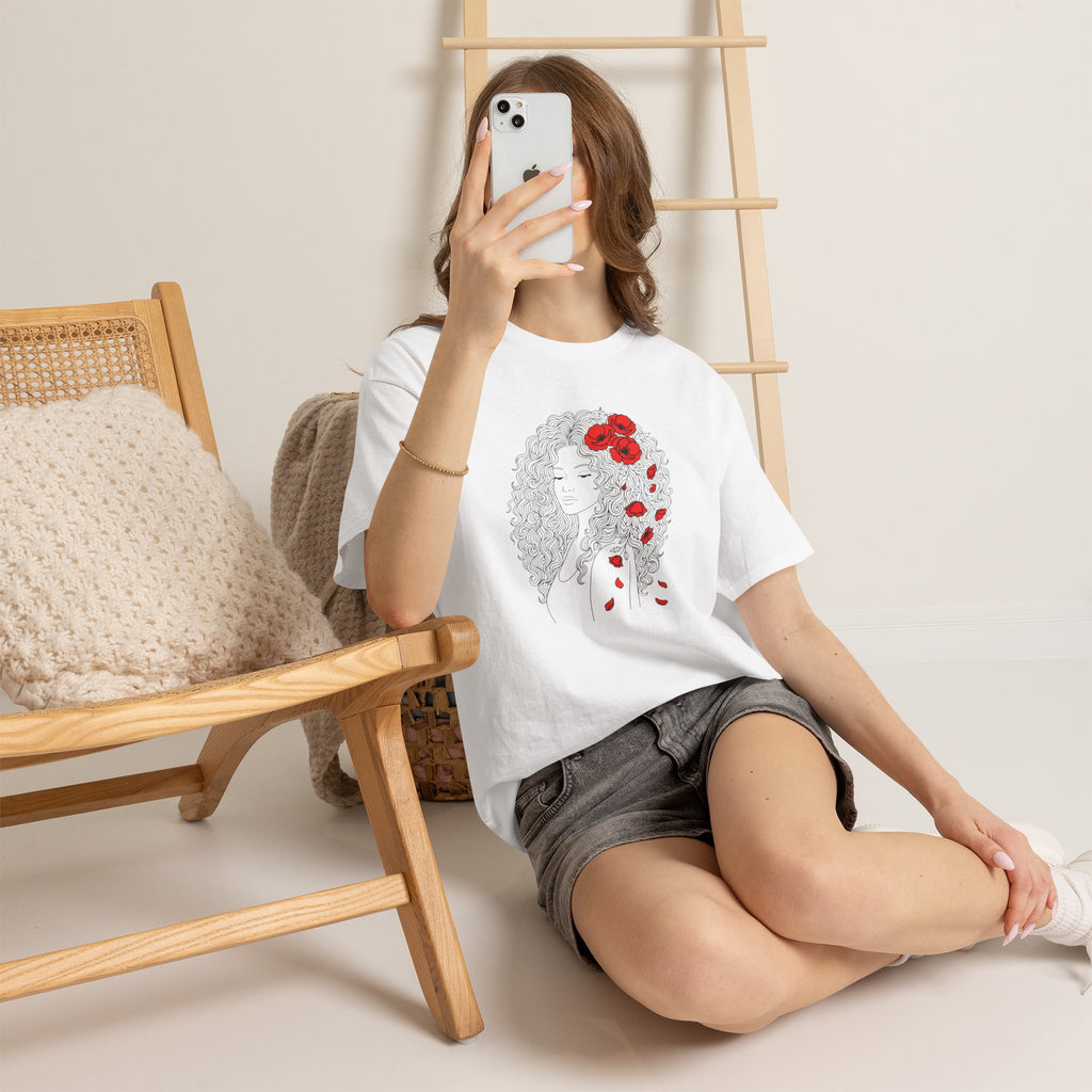 Floral Hair Portrait Tee — Poppy Girl Graphic T-Shirt