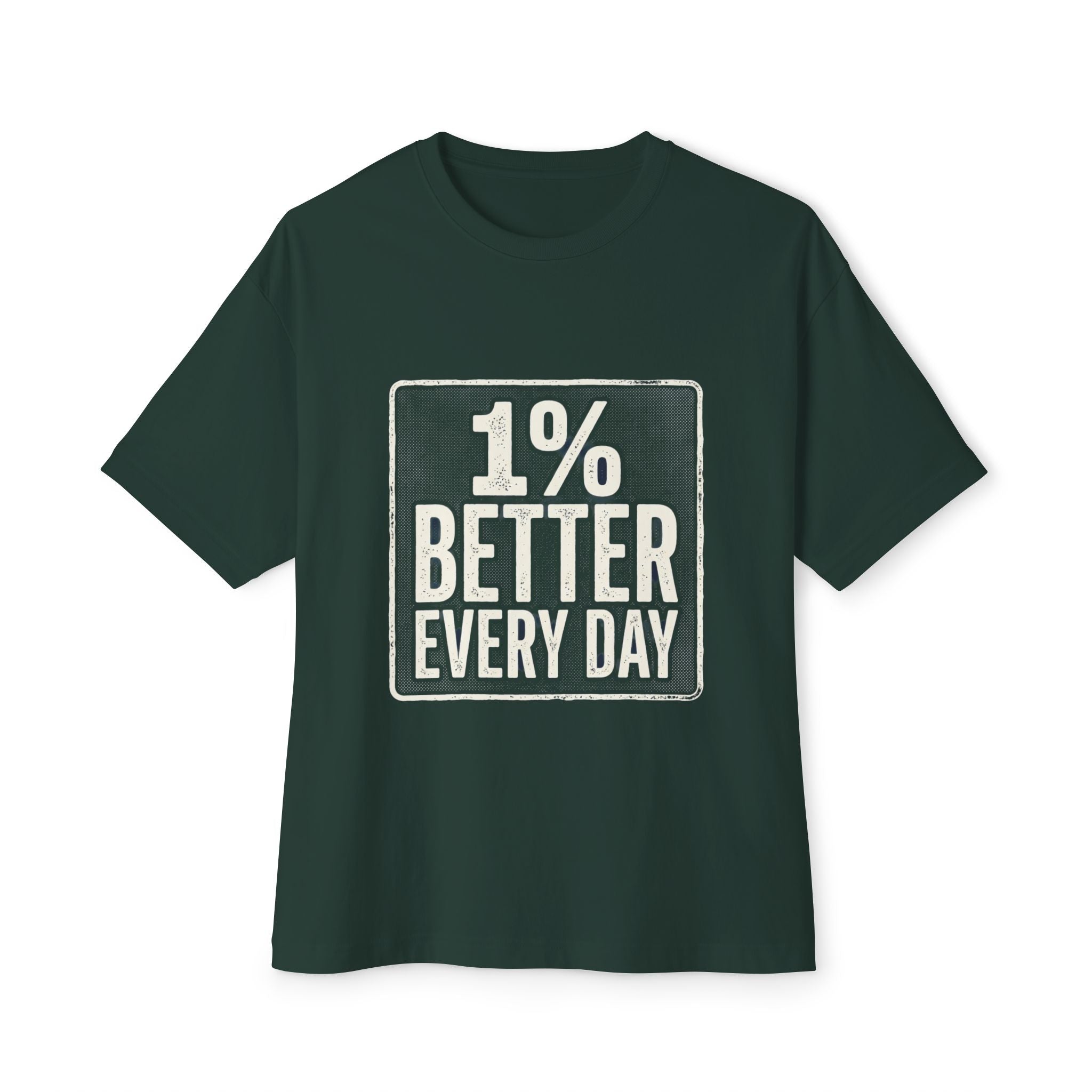 Unisex Boxy T-Shirt – „Jeden Tag 1% besser“ Baumwoll-T-Shirt