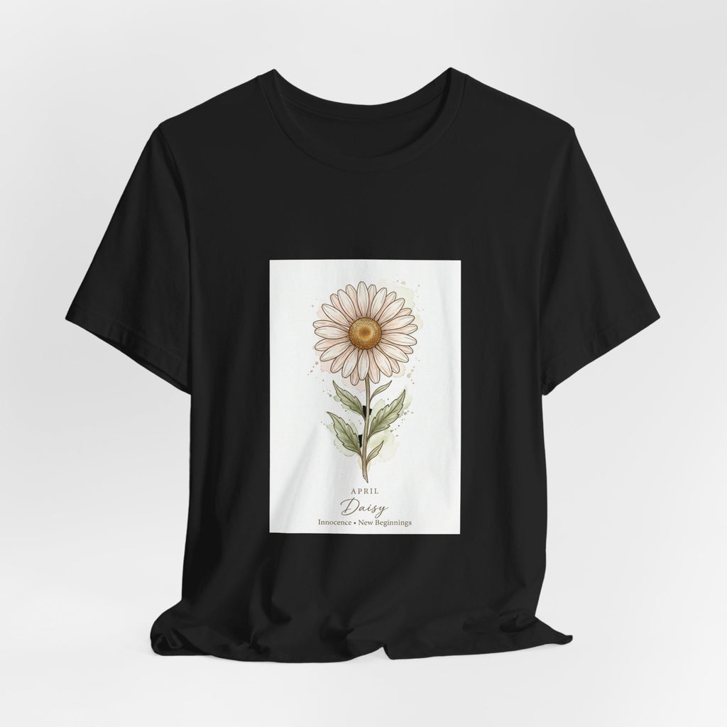 Daisy Birth Flower Tee | Personalized Botanical, Watercolor Line Art