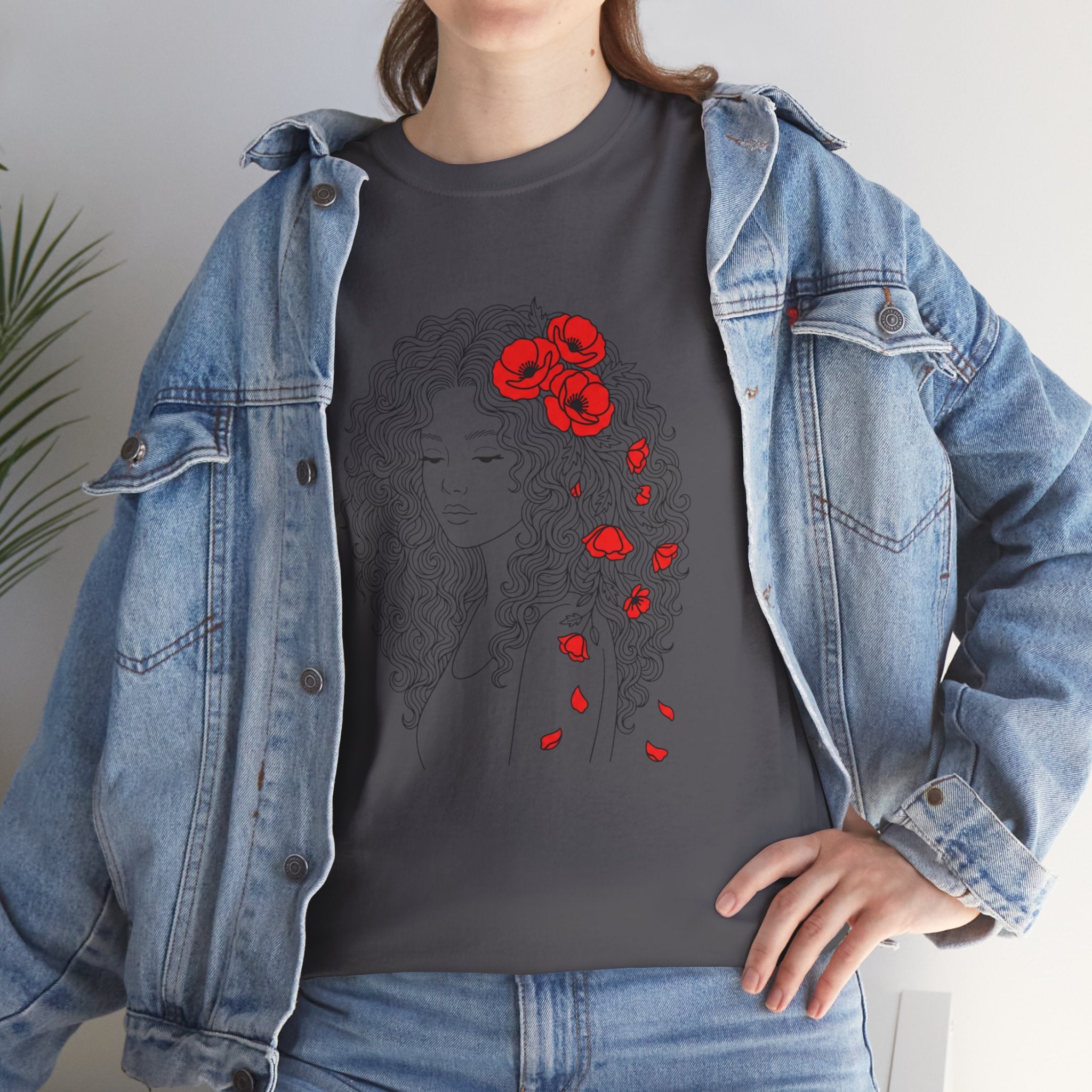 Floral Hair Portrait Tee — Poppy Girl Graphic T-Shirt