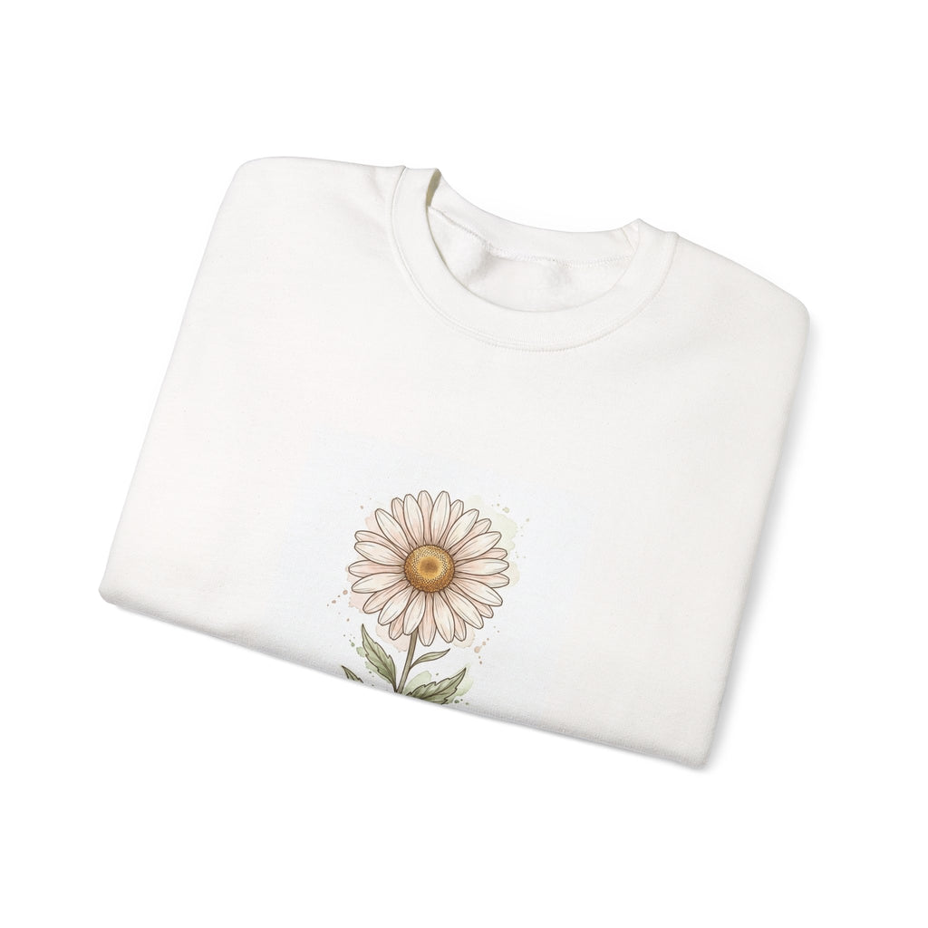 Daisy Birth Month Flower Sweatshirt | Botanical Watercolor, Personalized Name