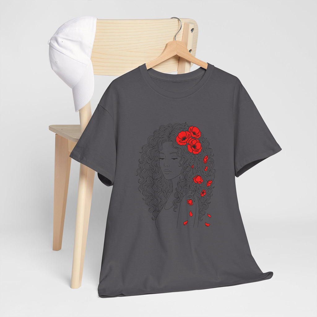 Floral Hair Portrait Tee — Poppy Girl Graphic T-Shirt