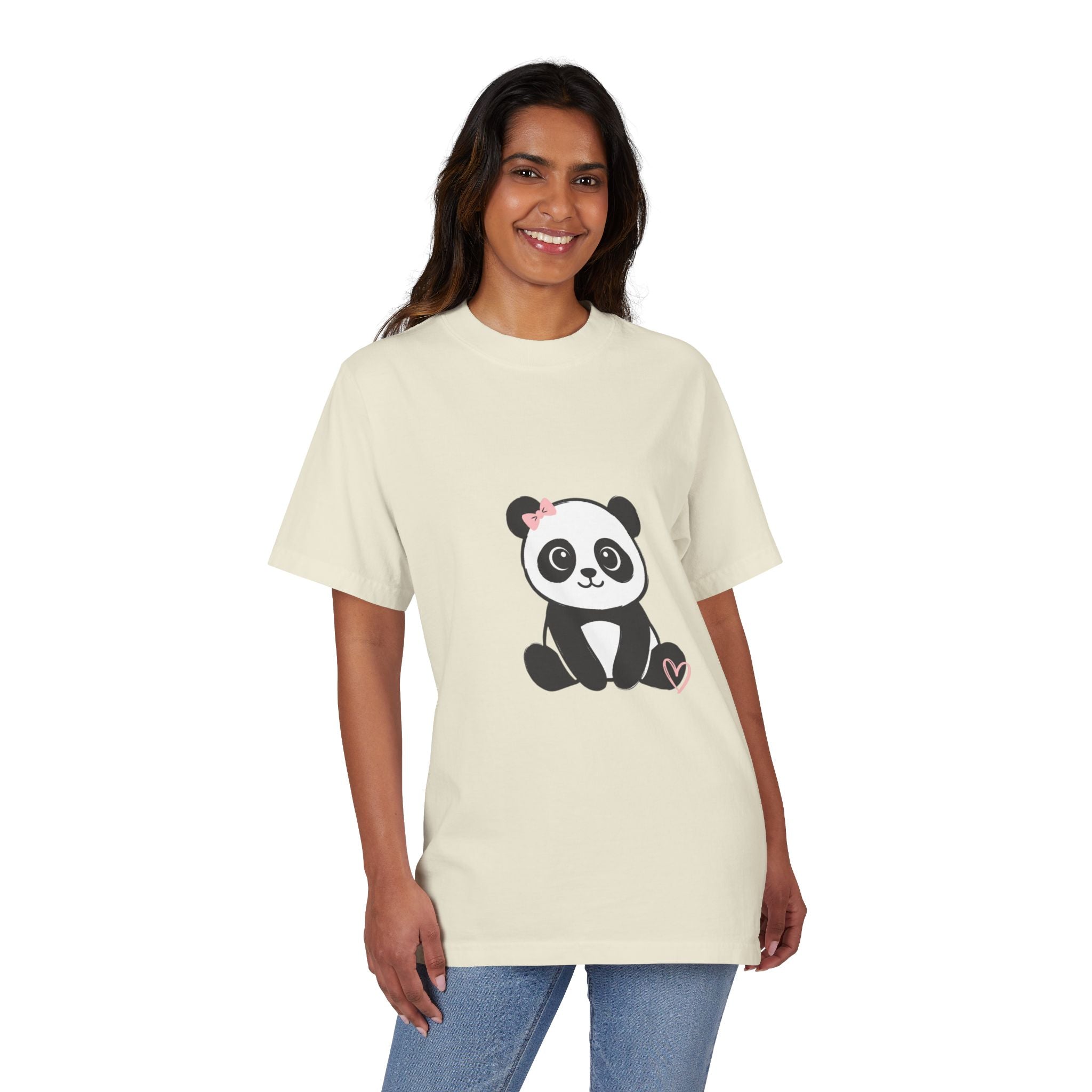 Cute Panda Heart T-Shirt — Adorable Floral Bow Panda Graphic Tee