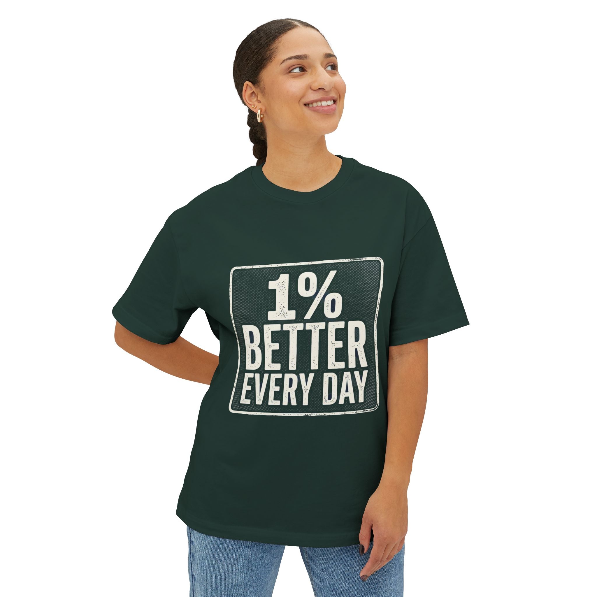 Unisex Boxy T-Shirt – "1% Better Every Day" Cotton Tee