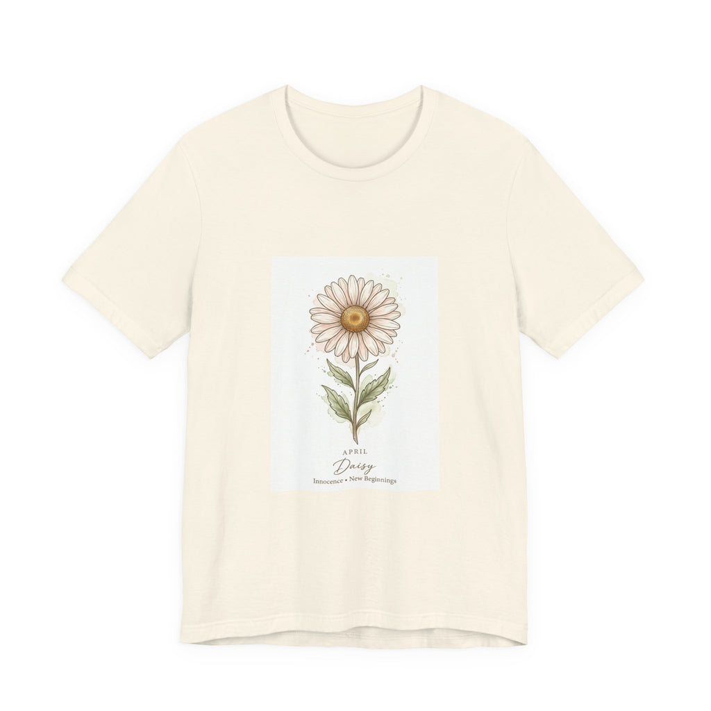 Daisy Birth Flower Tee | Personalized Botanical, Watercolor Line Art
