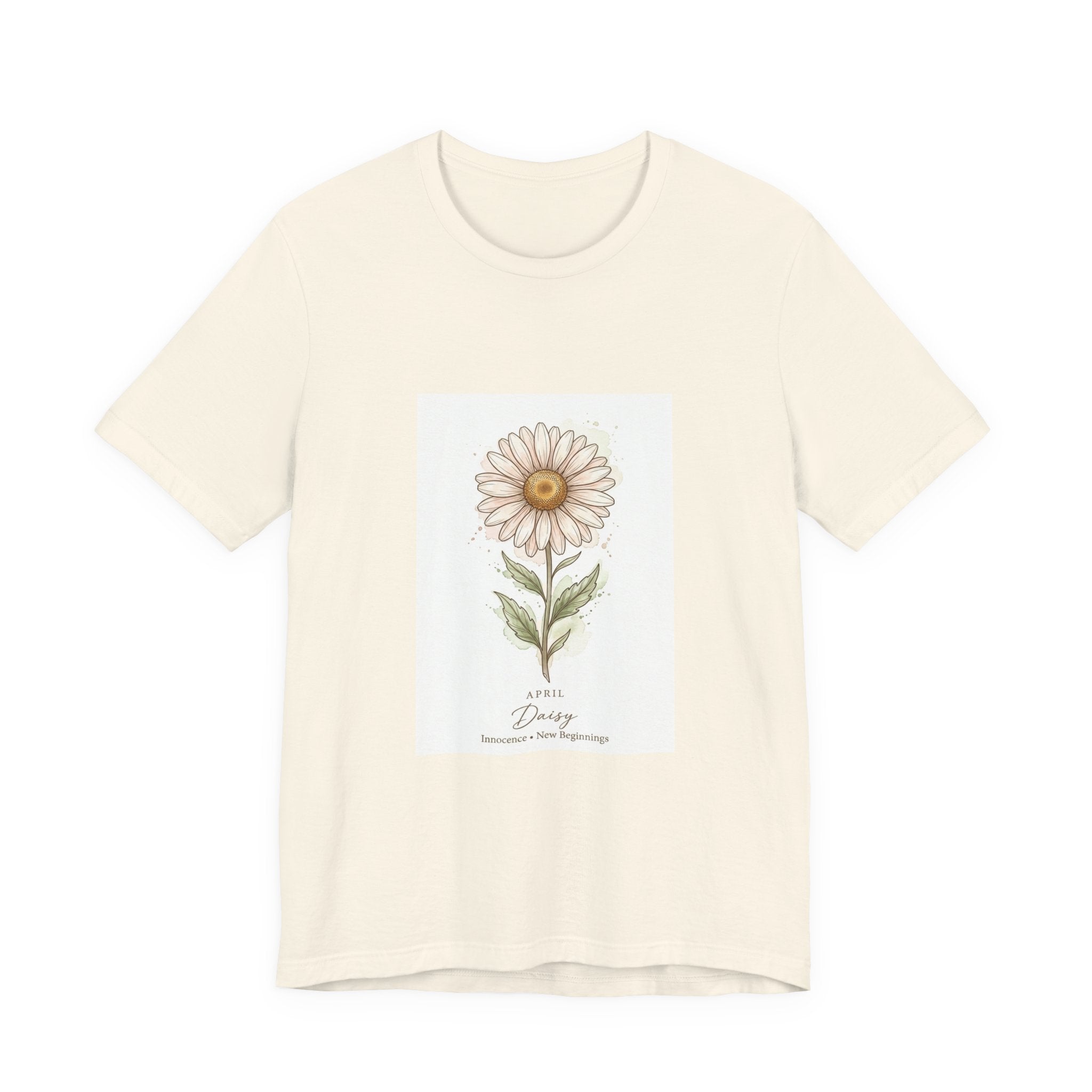 Daisy Birth Flower Tee | Personalized Botanical, Watercolor Line Art