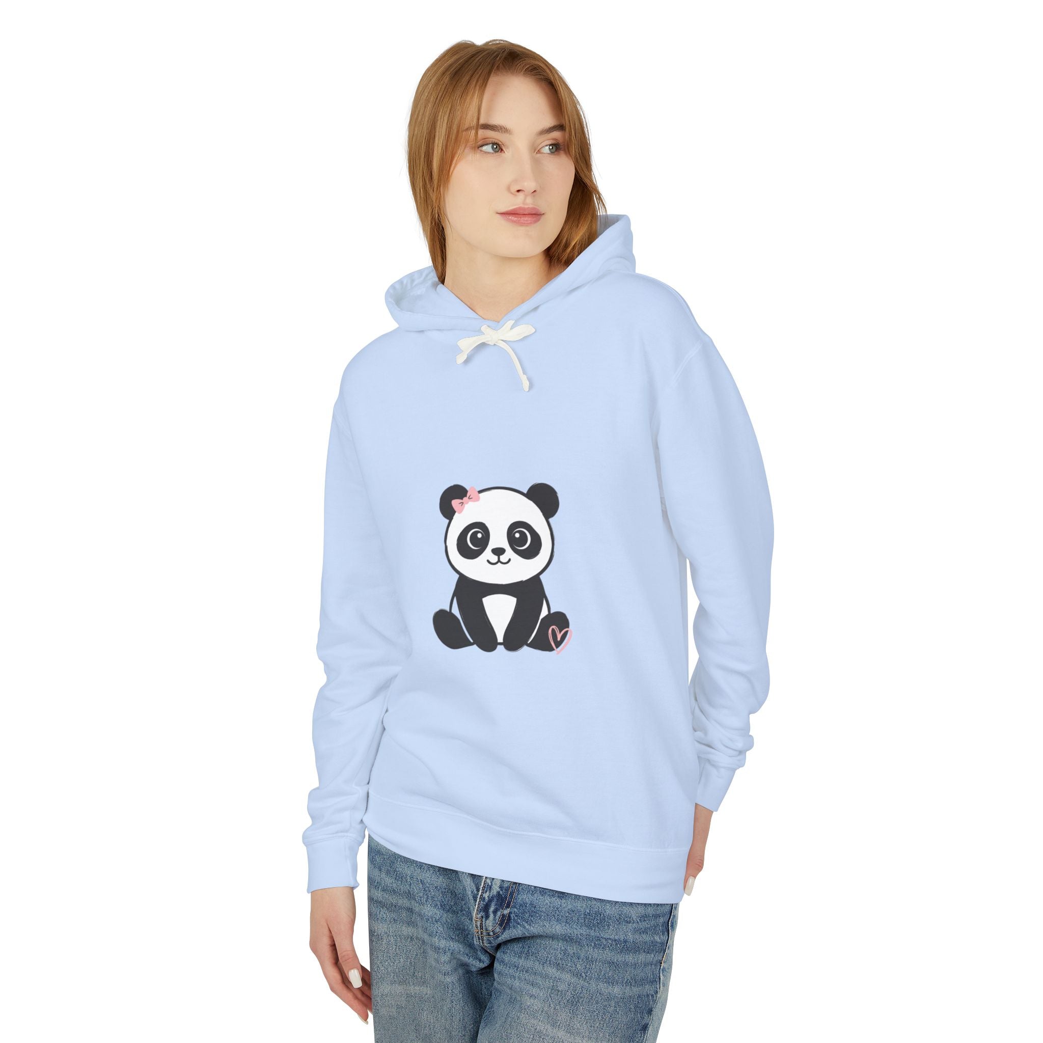 Panda Love Hoodie — Cute Sitting Panda Graphic Lightweight Pullover