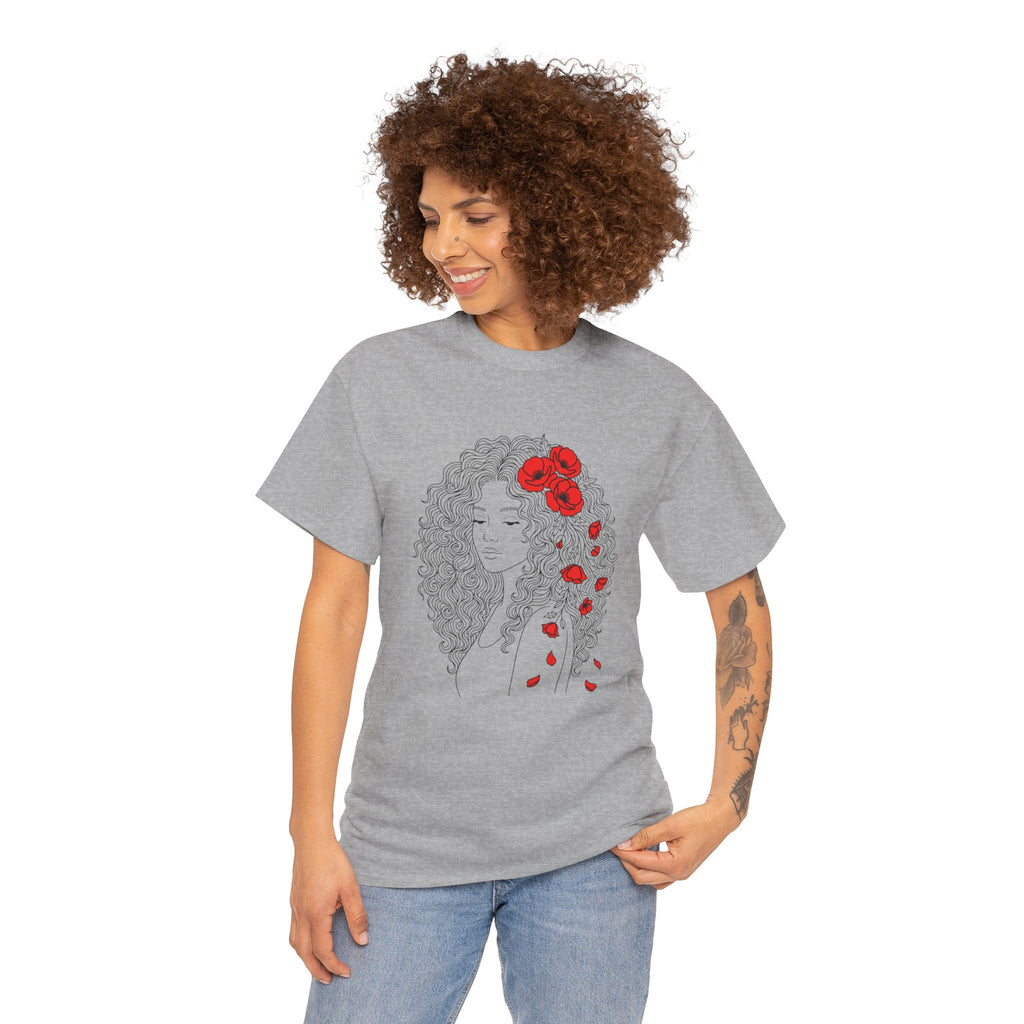 Floral Hair Portrait Tee — Poppy Girl Graphic T-Shirt