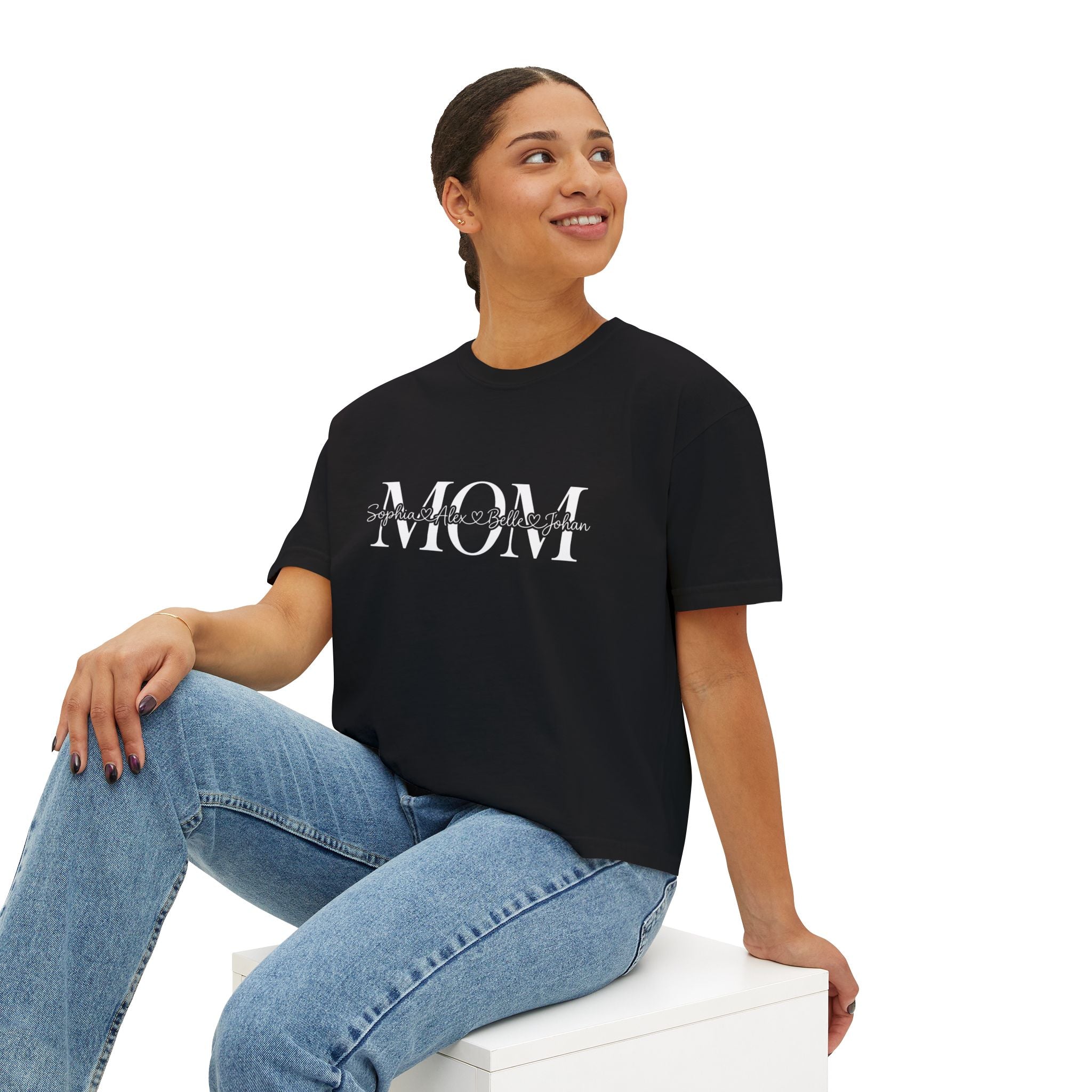 Minimal Pastel 'MOM' Cropped Women's T-Shirt