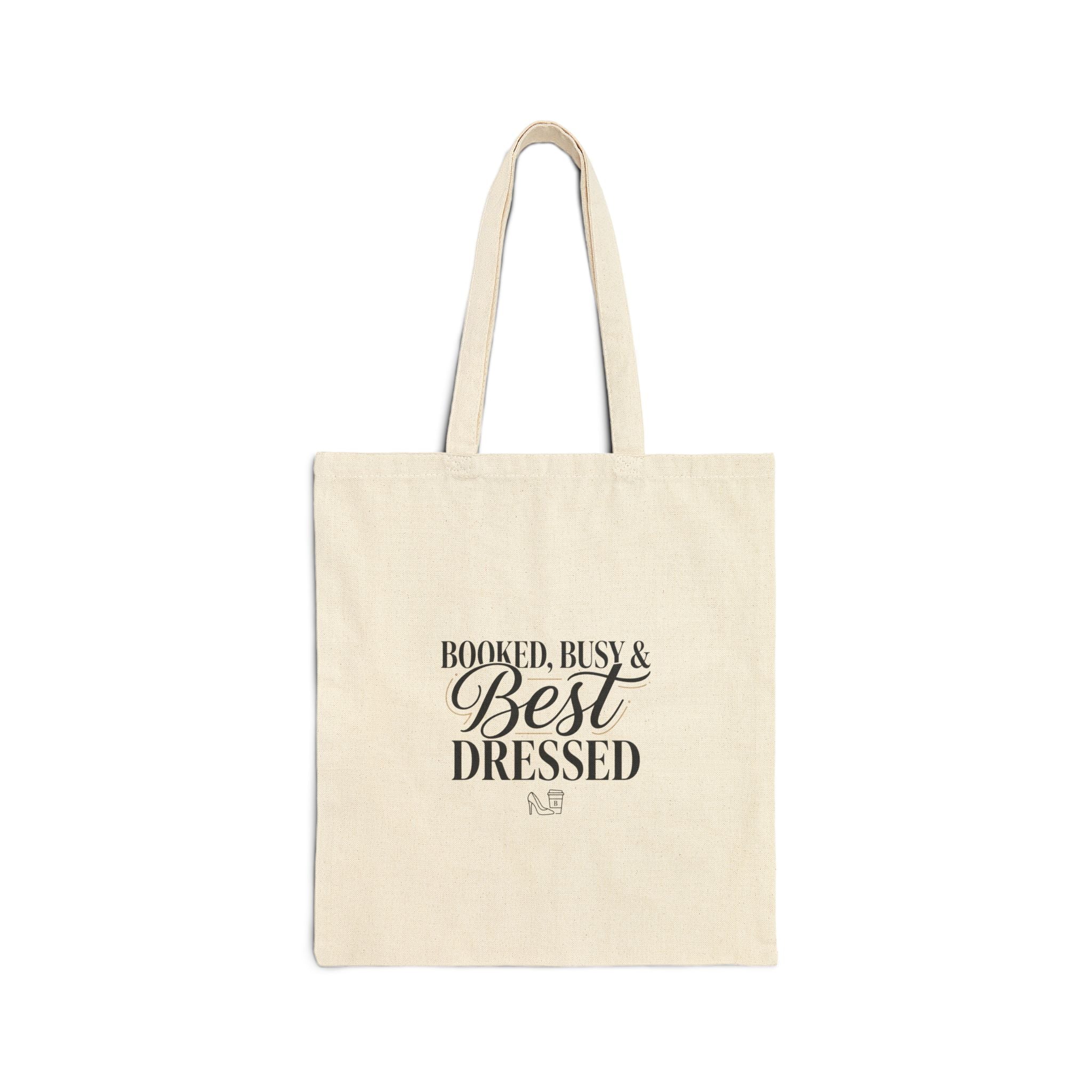 Booked Busy & Best Dressed Cotton Canvas Tote Bag