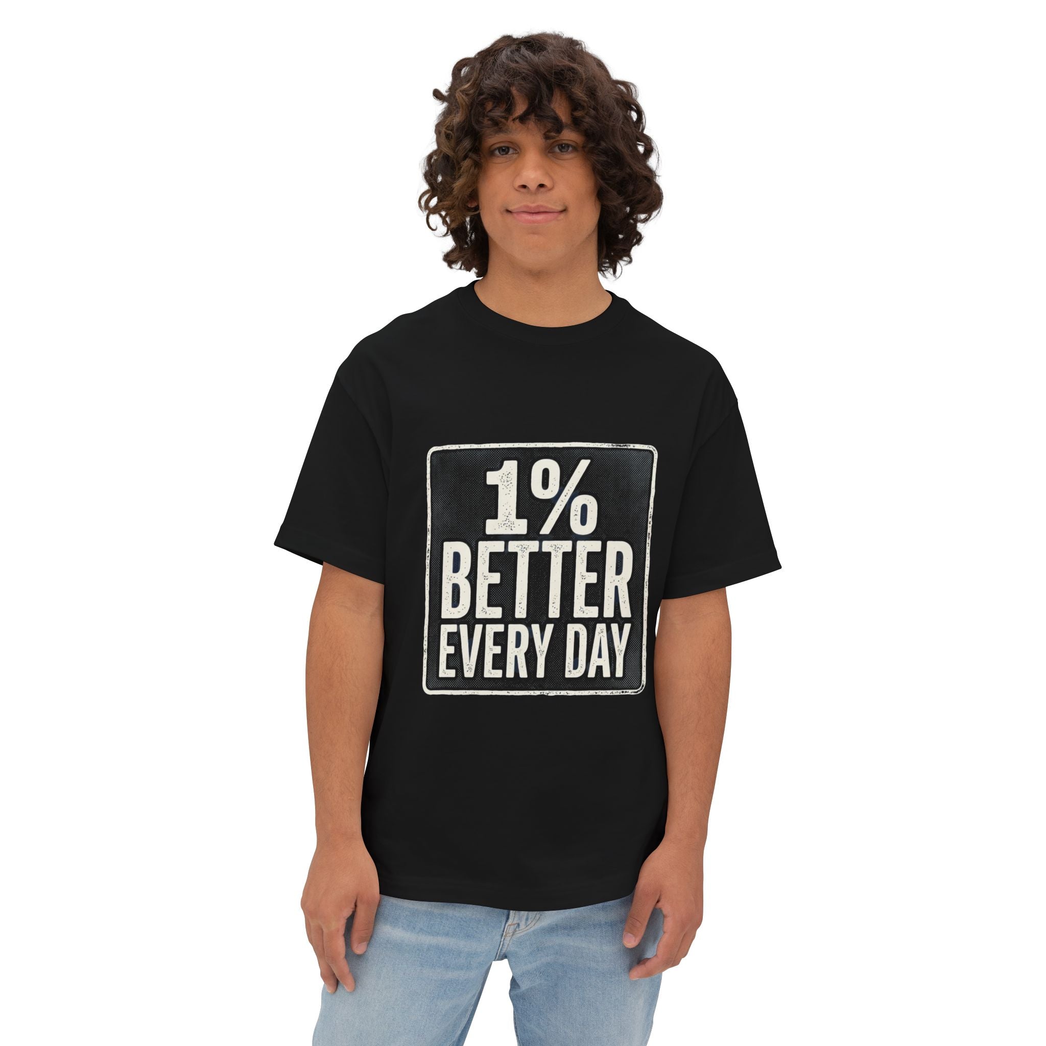 Unisex Boxy T-Shirt – „Jeden Tag 1% besser“ Baumwoll-T-Shirt