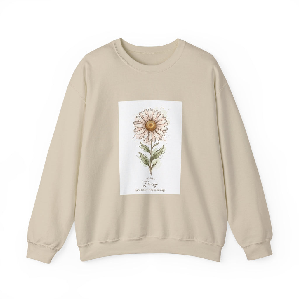 Daisy Birth Month Flower Sweatshirt | Botanical Watercolor, Personalized Name
