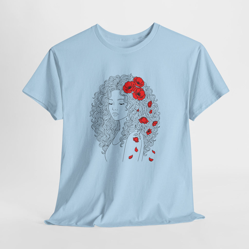Floral Hair Portrait Tee — Poppy Girl Graphic T-Shirt