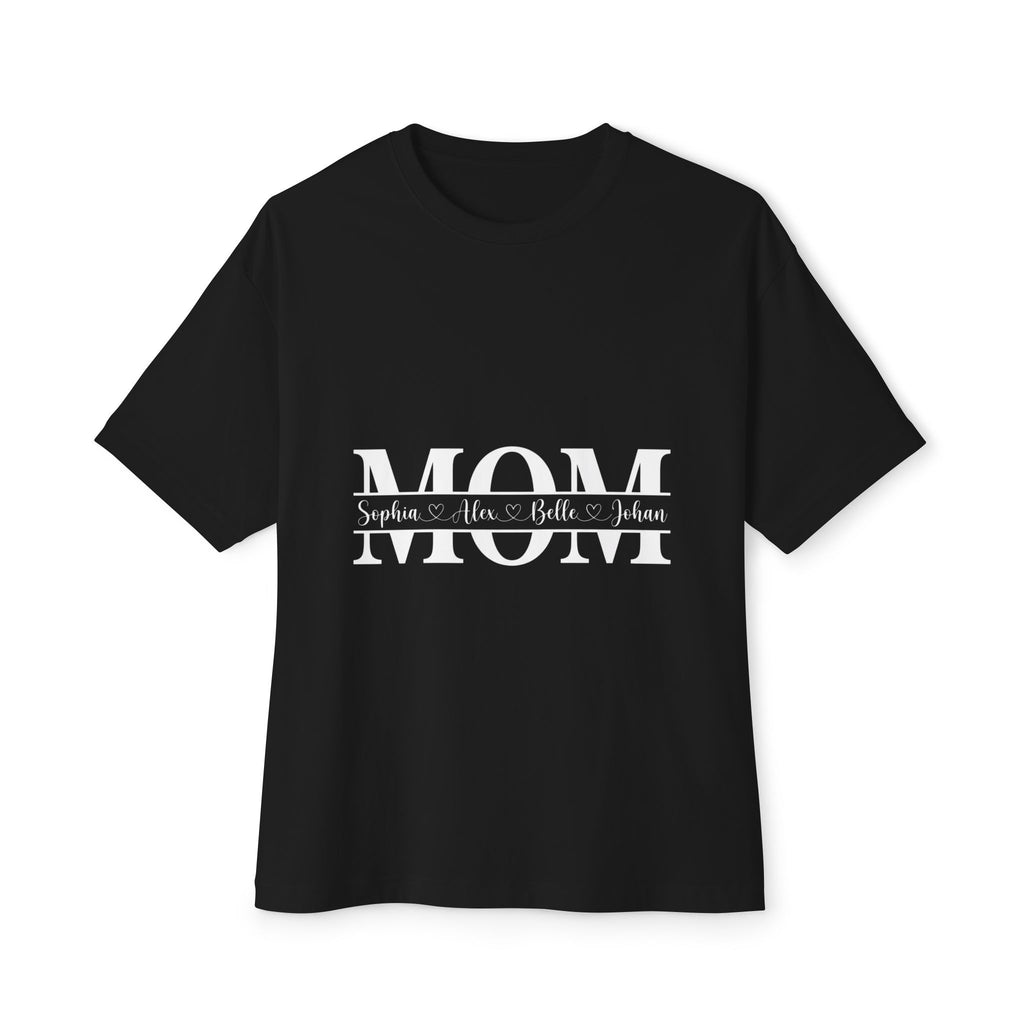 Mom Name Stripe Tee — Personalized Mother’s Day Oversized Shirt