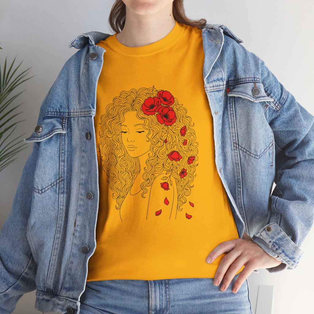 Floral Hair Portrait Tee — Poppy Girl Graphic T-Shirt