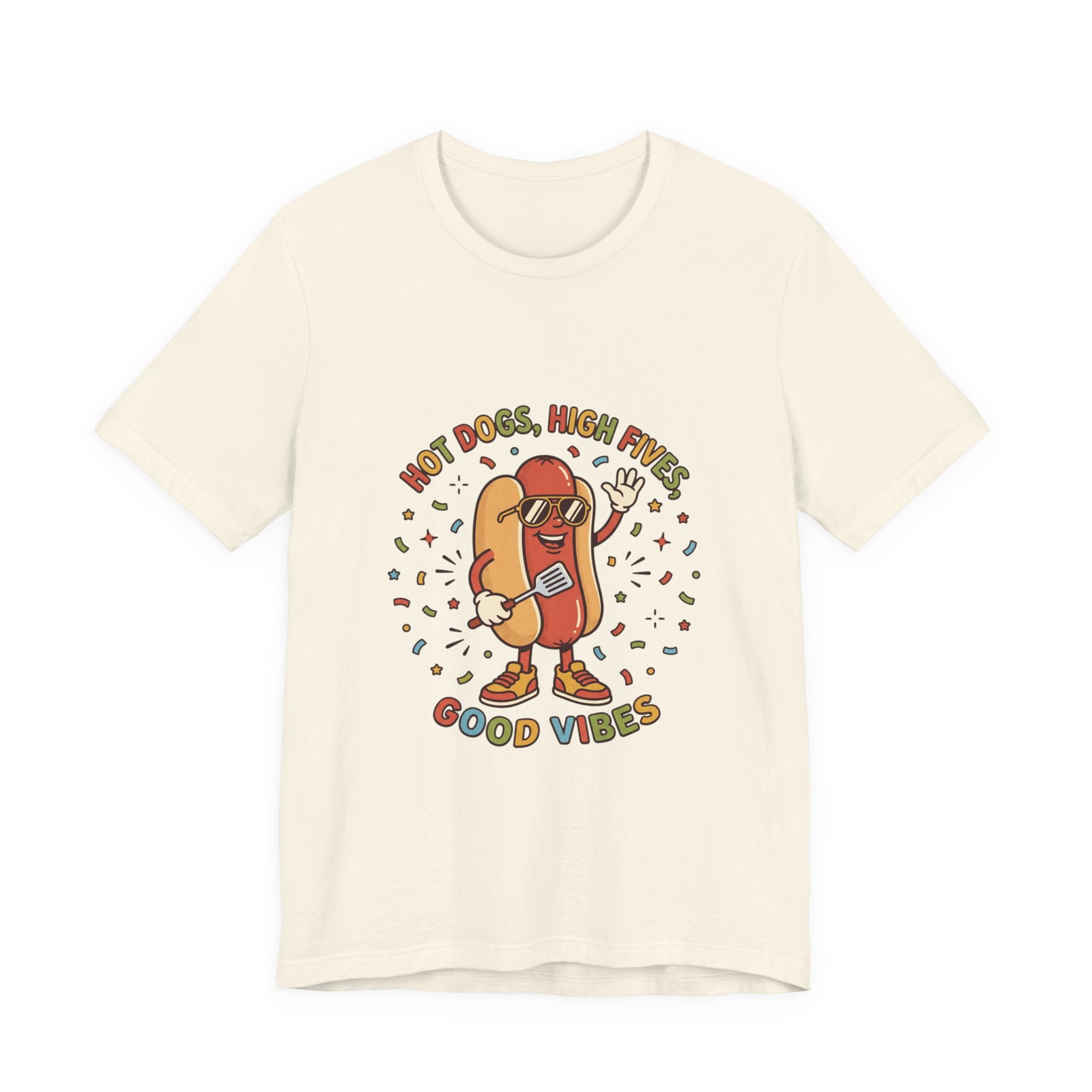 Hot Dog High Fives T-Shirt | BBQ, 4. Juli, Patriotischer Retro-Grill-Humor