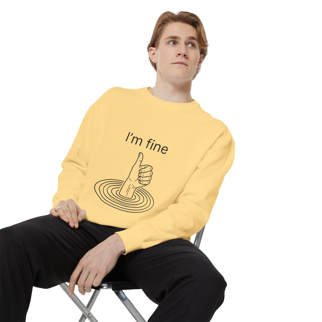 "I'm Fine" Thumbs-Up Sweatshirt — Funny Sarcastic Graphic Crewneck