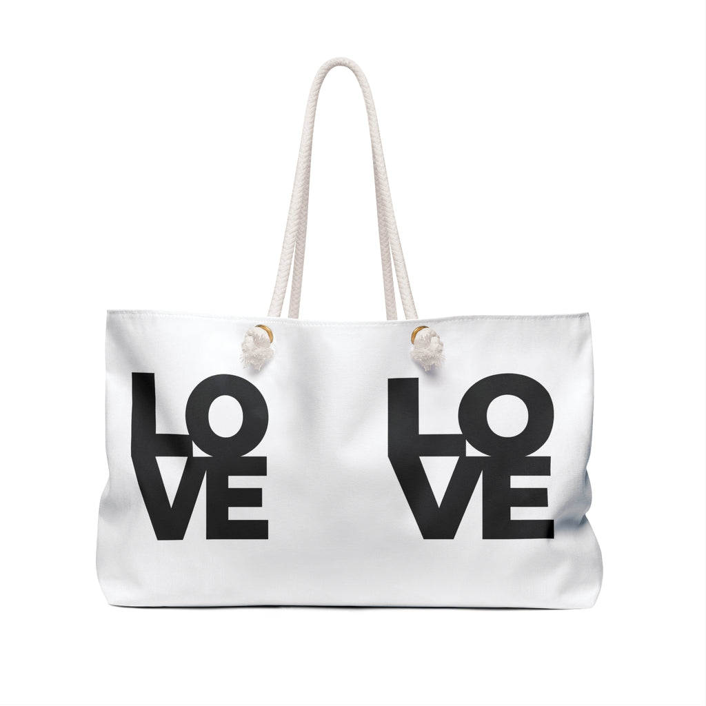 LOVE Graphic Weekender Bag — Large Canvas Travel Tote