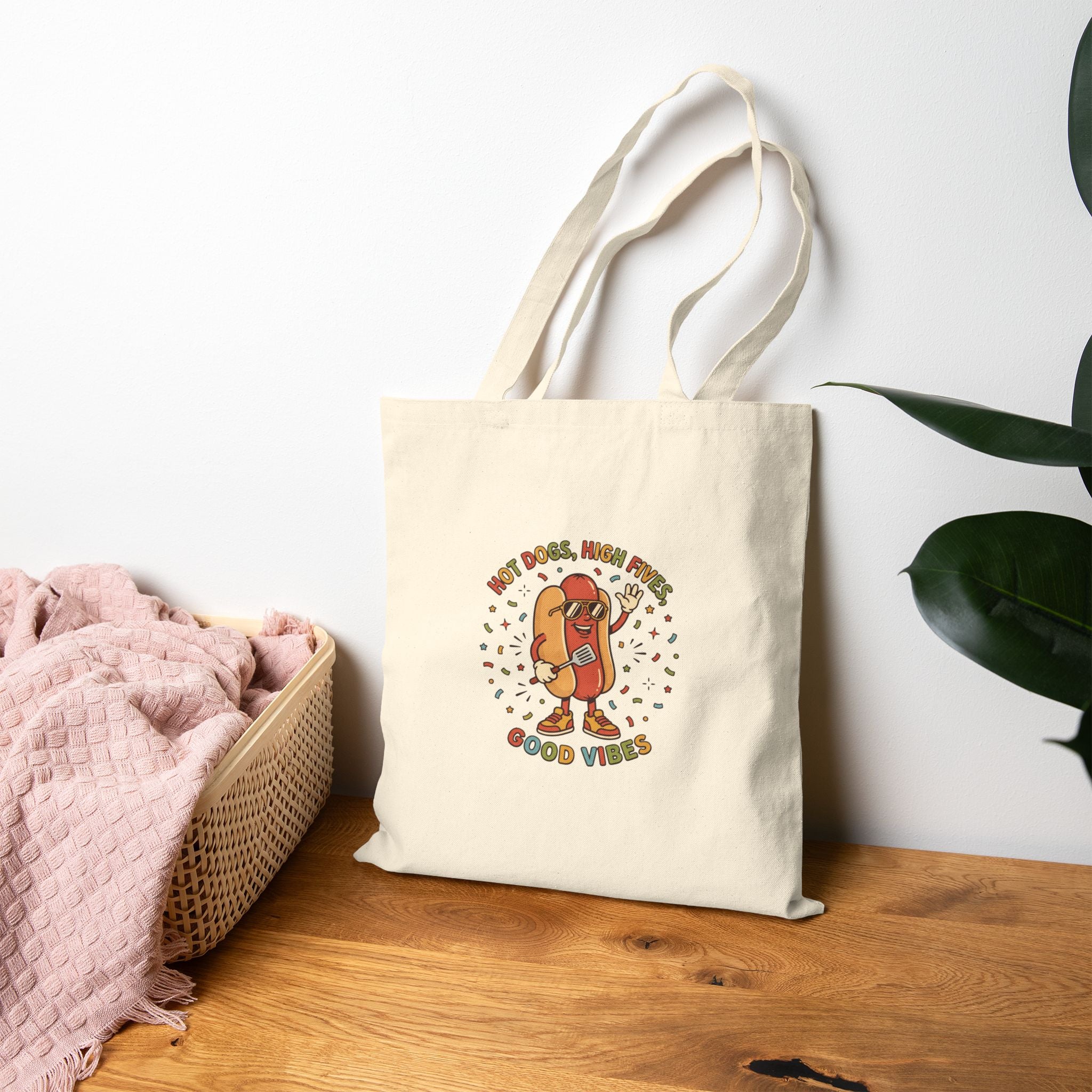 Hot Dog Good Vibes Tragetasche | Grillen Vierter Juli, Retro Patriotisches Picknick