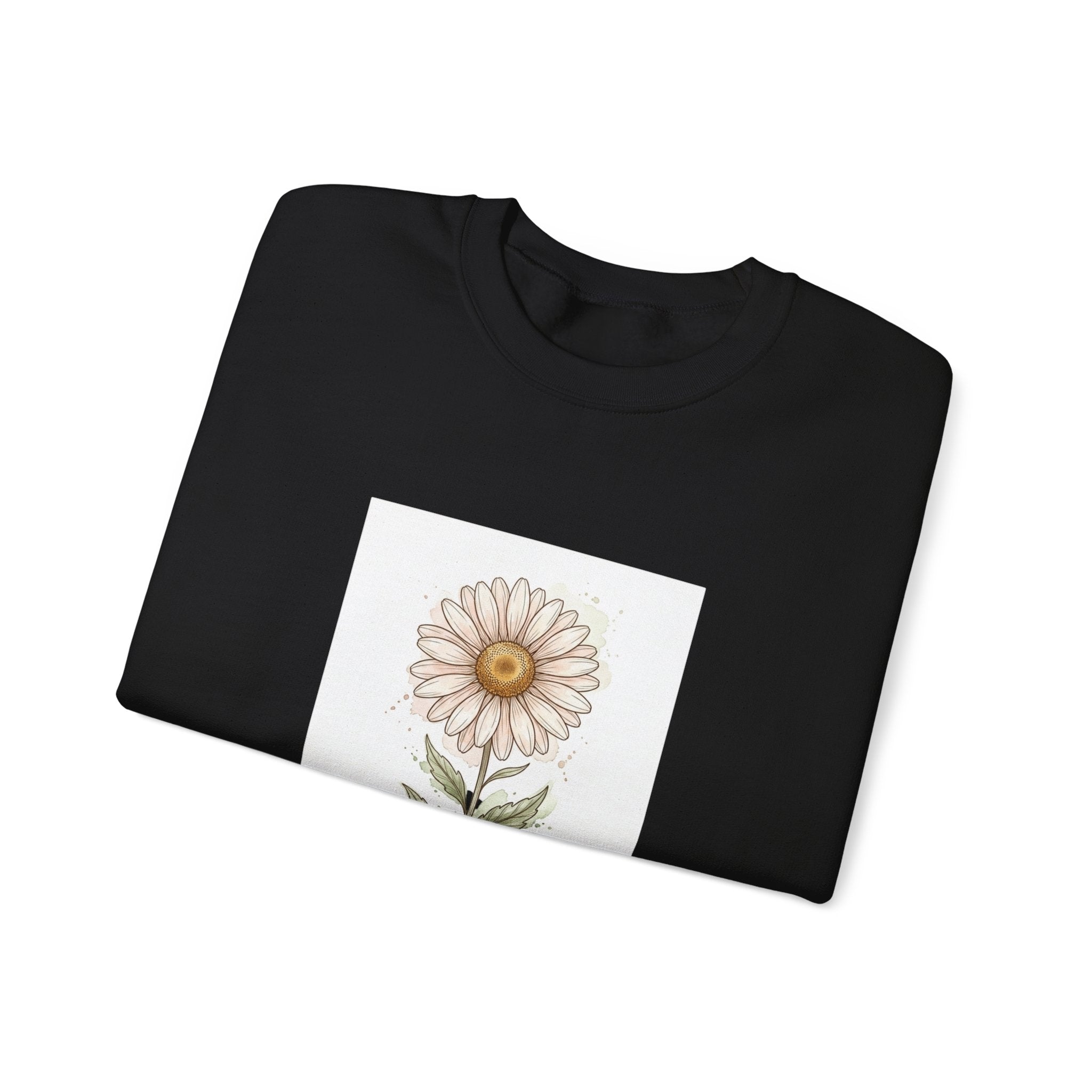 Daisy Birth Month Flower Sweatshirt | Botanical Watercolor, Personalized Name