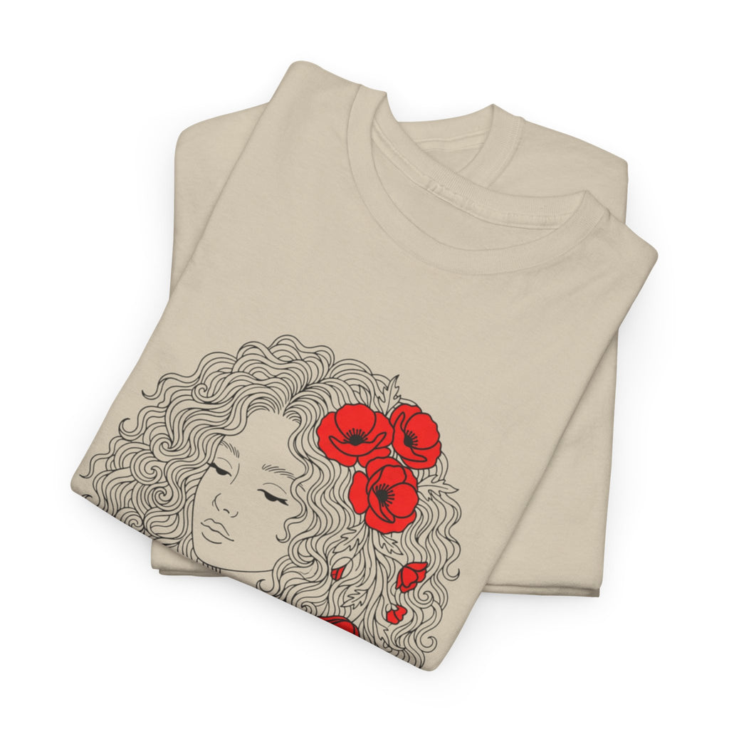 Floral Hair Portrait Tee — Poppy Girl Graphic T-Shirt