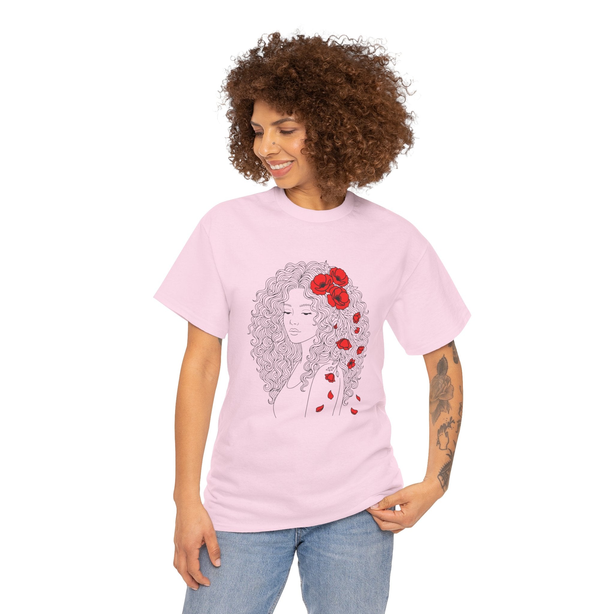Floral Hair Portrait Tee — Poppy Girl Graphic T-Shirt