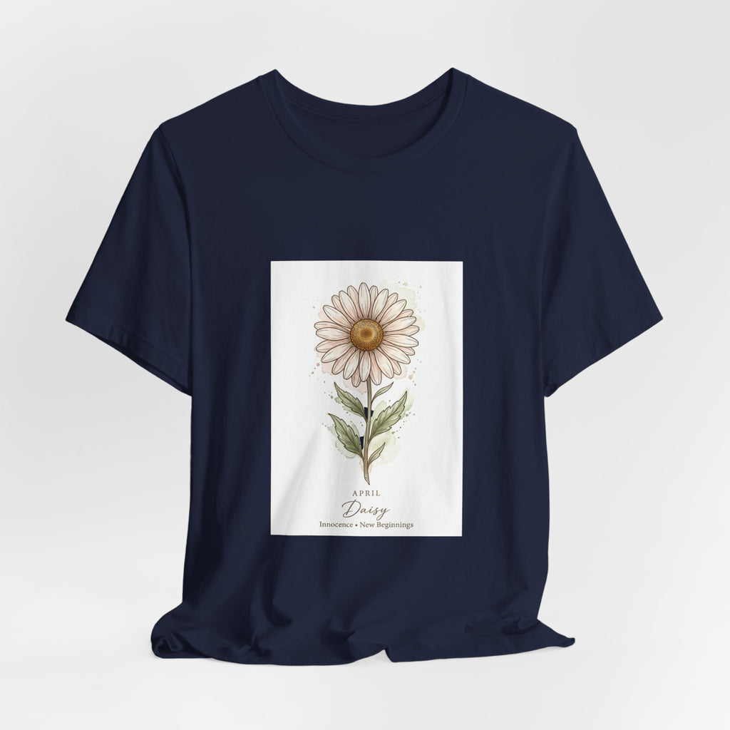 Daisy Birth Flower Tee | Personalized Botanical, Watercolor Line Art